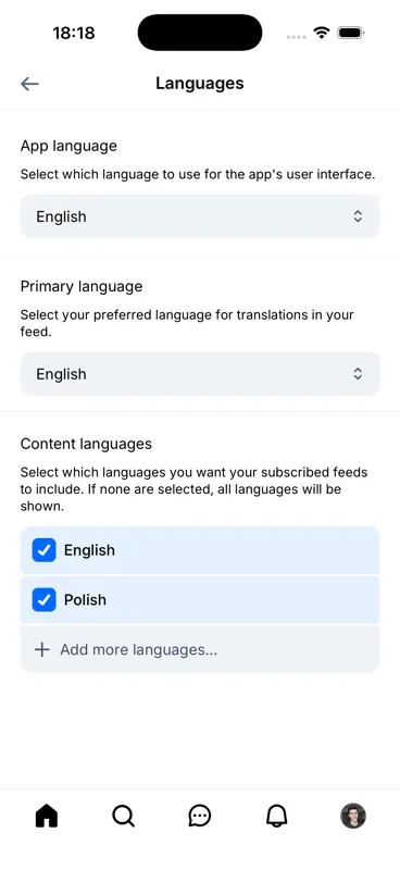 Captured screen for /settings/language