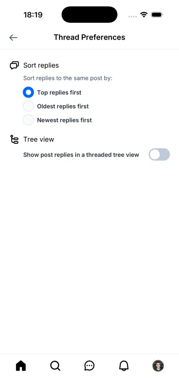 Captured screen for /settings/threads