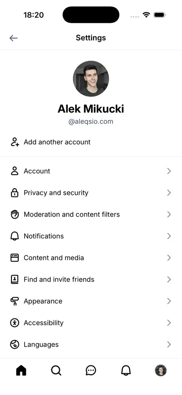Captured screen for /settings