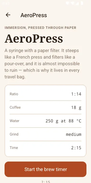 Captured screen for /method/aeropress